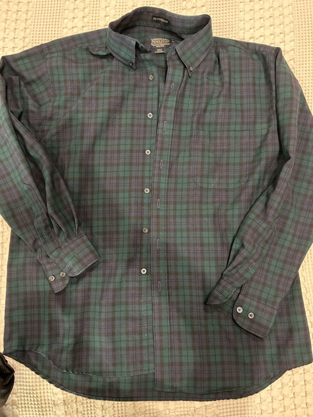 Pendleton Green and Navy Plaid Button-Down Shirt
